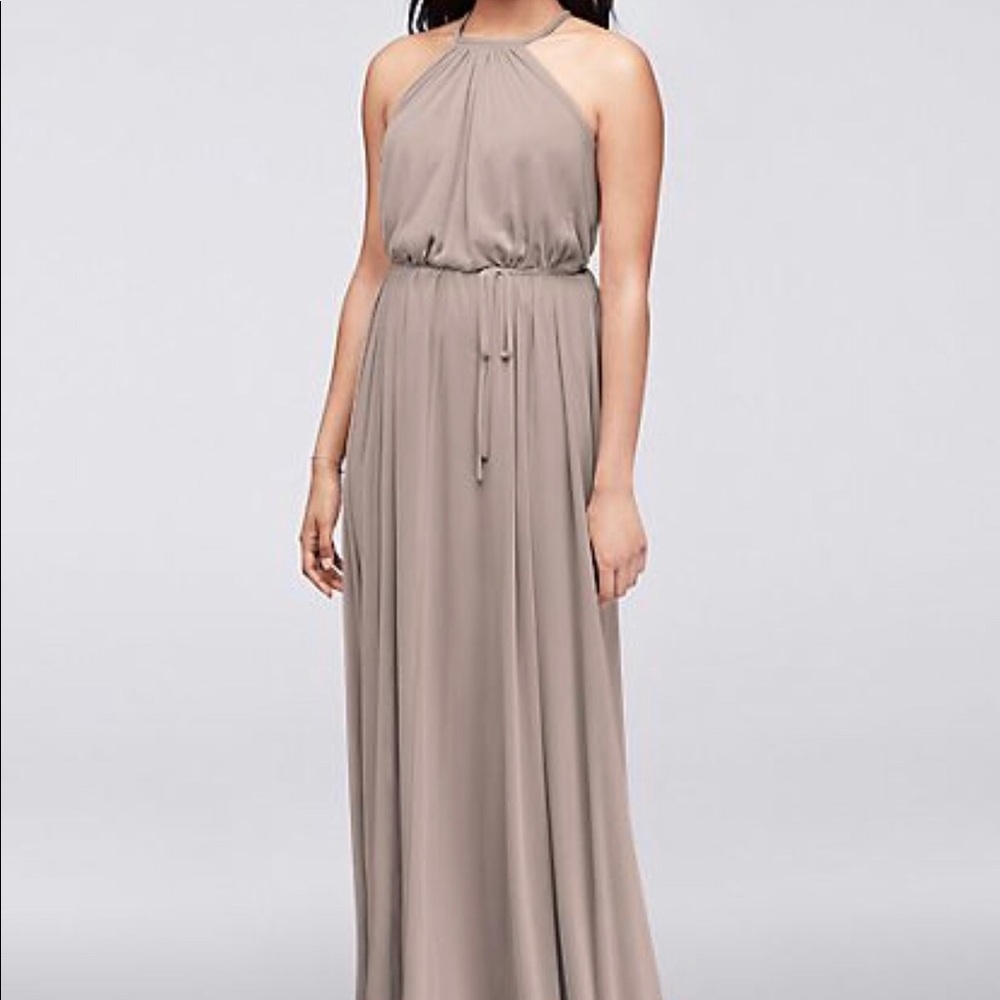 David’s Bridal Soft Mesh Halter Bridesmaid Dress